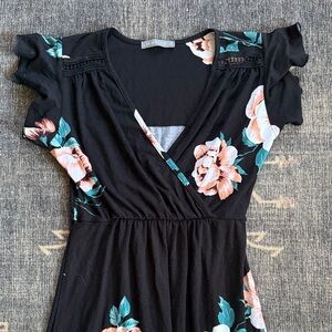 Loveappella Floral Black Dress Small Petite